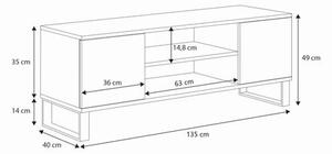 Focus RTV szekrény 135 cm, loft Tölgy artisan Fekete