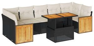 VidaXL Polyrattan Kerti Ülőgarnitúra - 8 részes - Fekete