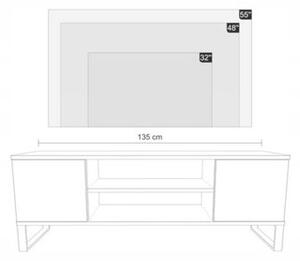 Focus RTV szekrény 135 cm, loft Tölgy artisan Fekete