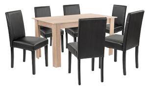 Leziter Leon 6+1 étkező garnitúra sonoma tölgy-fekete