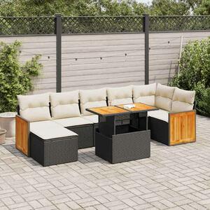 VidaXL Polyrattan Kerti Ülőgarnitúra - 7 részes - Fekete