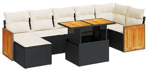 VidaXL Polyrattan Kerti Ülőgarnitúra - 7 részes - Fekete