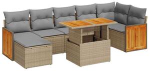VidaXL Polyrattan Kerti Ülőgarnitúra - Akácfa - 7 részes - Bézs