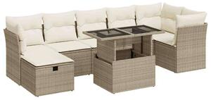 VidaXL Polyrattan Kerti Ülőgarnitúra - 8 részes - Bézs