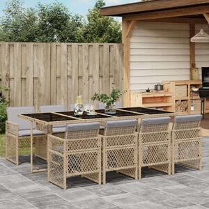 VidaXL Polyrattan Kerti Étkezőgarnitúra - 9 részes - Bézs