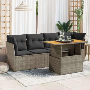 VidaXL 5 részes szürke polyrattan kerti ülőgarnitúra
