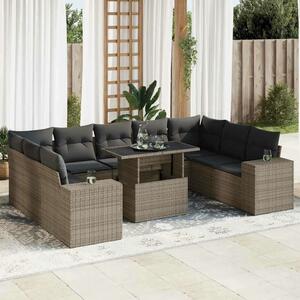 VidaXL Polyrattan Kerti Ülőgarnitúra - 10 részes - Szürke