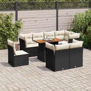 VidaXL 9 részes Kerti Ülőgarnitúra - Fekete Polyrattan