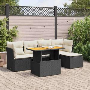 VidaXL Polyrattan Kerti Ülőgarnitúra - 6 részes - Fekete