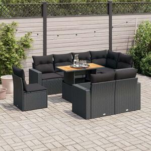VidaXL Polyrattan Kerti Ülőgarnitúra - 9 részes - Fekete