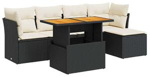 VidaXL Polyrattan Kerti Ülőgarnitúra - 6 részes - Fekete