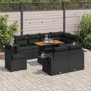 VidaXL Polyrattan Kerti Ülőgarnitúra - 9 részes - Fekete