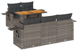 VidaXL Polyrattan Kerti Ülőgarnitúra - 6 részes - Szürke