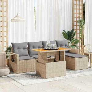 VidaXL Polyrattan Kerti Ülőgarnitúra - 6 részes - Bézs