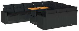 VidaXL Polyrattan Kerti Ülőgarnitúra - 11 részes - Fekete
