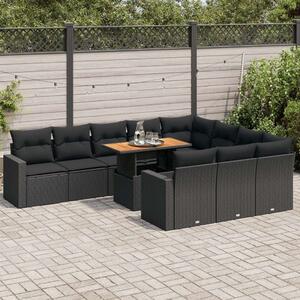 VidaXL Polyrattan Kerti Ülőgarnitúra - 11 részes - Fekete