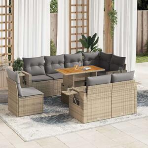 VidaXL Polyrattan Kerti Ülőgarnitúra - 9 részes - Bézs