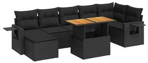 VidaXL Polyrattan Kerti Ülőgarnitúra - 8 részes - Fekete