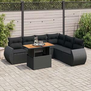 VidaXL 7 részes Kerti Ülőgarnitúra - Fekete Polyrattan
