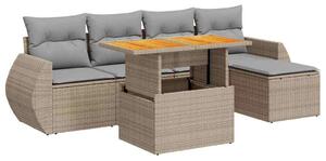 VidaXL Polyrattan Kerti Ülőgarnitúra - 6 részes - Bézs
