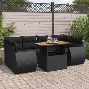 VidaXL Polyrattan Kerti Ülőgarnitúra - 7 részes - Fekete