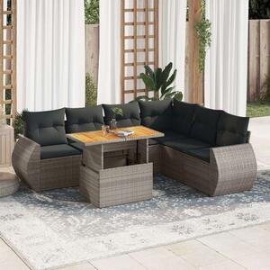 VidaXL Polyrattan Kerti Ülőgarnitúra - 7 részes - Szürke
