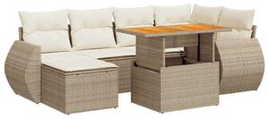 VidaXL Polyrattan Kerti Ülőgarnitúra - 7 részes - Bézs