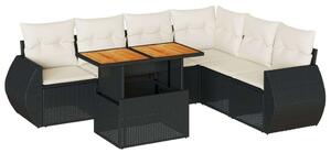 VidaXL Polyrattan Kerti Ülőgarnitúra - 7 részes - Fekete