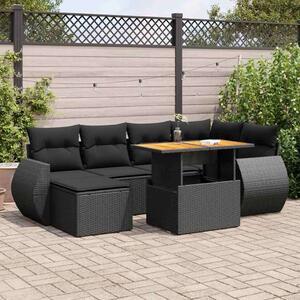 VidaXL - 7 részes Polyrattan Kerti Ülőgarnitúra - Fekete
