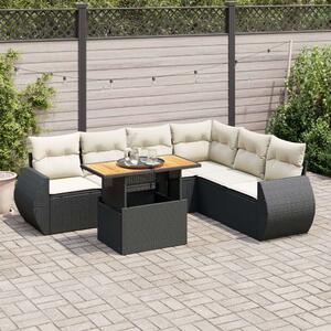 VidaXL Polyrattan Kerti Ülőgarnitúra - 7 részes - Fekete