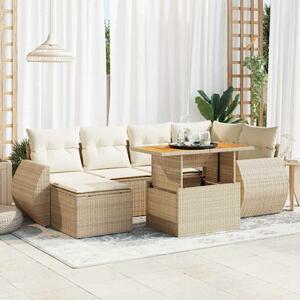 VidaXL Polyrattan Kerti Ülőgarnitúra - 7 részes - Bézs