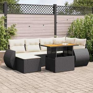 VidaXL 7 részes Polyrattan Kerti Ülőgarnitúra - Fekete
