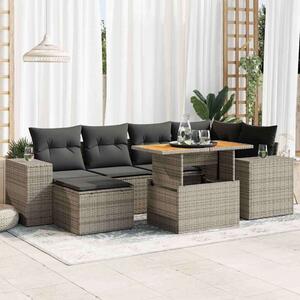 VidaXL Polyrattan Kerti Ülőgarnitúra - 7 részes - Szürke