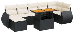 VidaXL 8 részes Kerti Ülőgarnitúra - Fekete Polyrattan