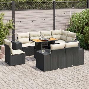 VidaXL Polyrattan Kerti Ülőgarnitúra - 9 részes - Fekete