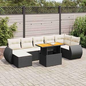 VidaXL 8 részes Kerti Ülőgarnitúra - Fekete Polyrattan