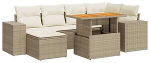 VidaXL Polyrattan Kerti Ülőgarnitúra - 7 részes - Bézs