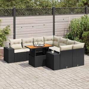 VidaXL Polyrattan Kerti Ülőgarnitúra - 9 részes - Fekete