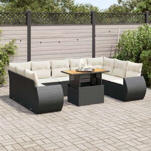 VidaXL Polyrattan Kerti Ülőgarnitúra - 10 részes - Fekete