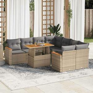 VidaXL Polyrattan Kerti Ülőgarnitúra - 9 részes - Bézs