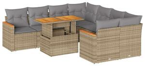 VidaXL Polyrattan Kerti Ülőgarnitúra - 9 részes - Bézs
