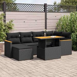 VidaXL - 7 részes Kerti Ülőgarnitúra - Polyrattan - Fekete