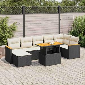 VidaXL Polyrattan Kerti Ülőgarnitúra - 8 részes - Fekete