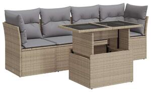 VidaXL Polyrattan Kerti Ülőgarnitúra - 5 részes - Bézs