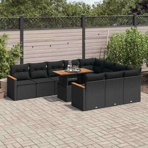 VidaXL Polyrattan Kerti Ülőgarnitúra - 11 részes - Fekete