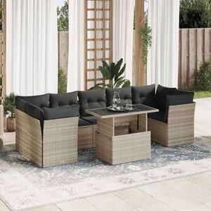 VidaXL Polyrattan Kerti Ülőgarnitúra - 8 részes, Világosszürke