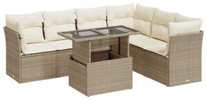 VidaXL Polyrattan Kerti Ülőgarnitúra - 7 részes - Bézs