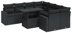VidaXL Polyrattan Kerti Ülőgarnitúra - Fekete - 9 részes