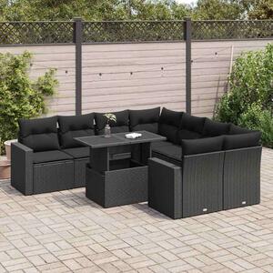 VidaXL Polyrattan Kerti Ülőgarnitúra - Fekete - 9 részes