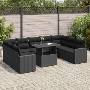 VidaXL Polyrattan Kerti Ülőgarnitúra - 10 részes - Fekete